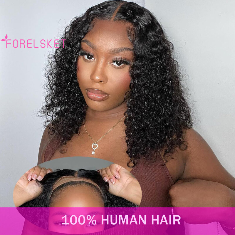 Glueless Bob Wig Human Hair 9x6 Closure Deep Wave Wet and Wavy Deep Wave Lace Front Wigs Human Hair 210% Density 16 Inch