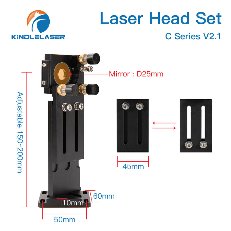Cabeça do laser do co2 cvd znse lente de foco conjunto d18 fl38.1 d20fl50.8/63.5/101.6mm integrative montagem dia.25 si espelho para cortador a laser