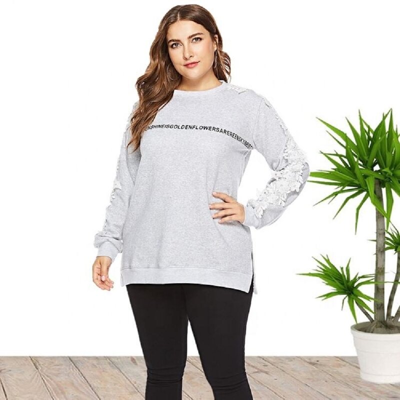 Langarm-Brief druck plus Größe Maxi-Sweatshirts für Frauen