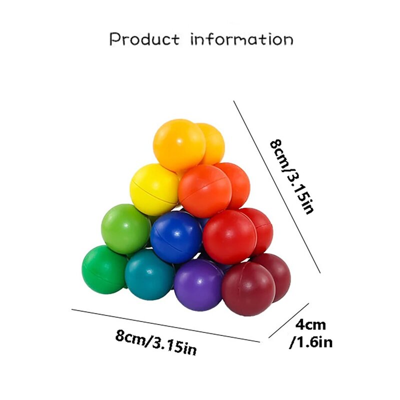 كرة سحرية ثلاثية الأبعاد لتخفيف التوتر ، لعبة حسية ، لغز ، لون قوس قزح ، 1 من من من من من من