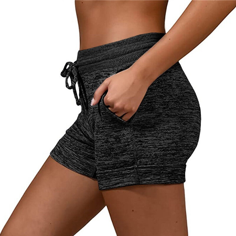Dostosowane letnie damskie najniższe szybkoschnące spodenki spodnie jogi dorywczo sportowe wysokie wiązanie w pasie elastyczne krótkie spodenki Fitness Sho