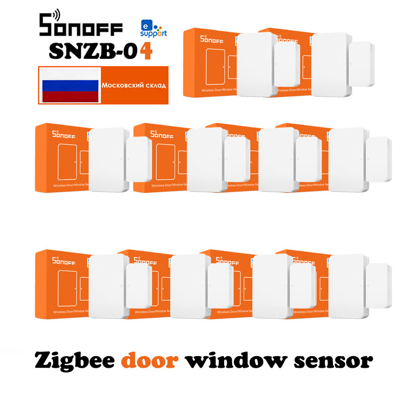 Sonoff-Zigbee Sensor de porta e janela SNZB-04 Sensor magnético de contato inteligente, suporte Alexa Google Home IFTTT Zbbridge Ewelink App