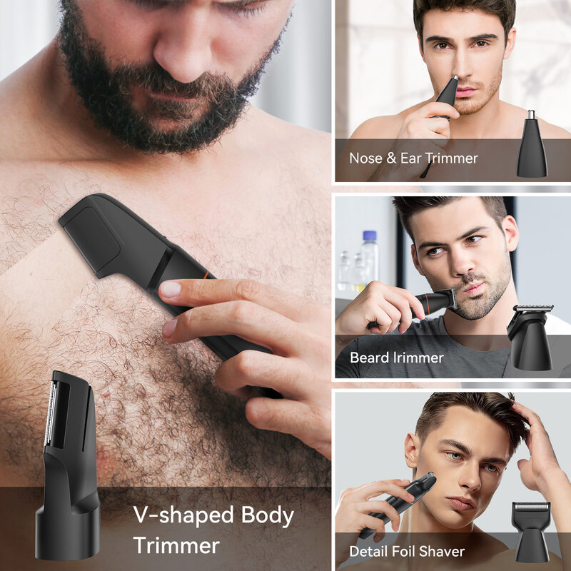 MAXGROOM 4 in 1 Body Hair Trimmer Kit for Men Pubic Shaver Hair Nose Beard Trimmer Electric IPX6 Waterproof Groin Shaver for Man
