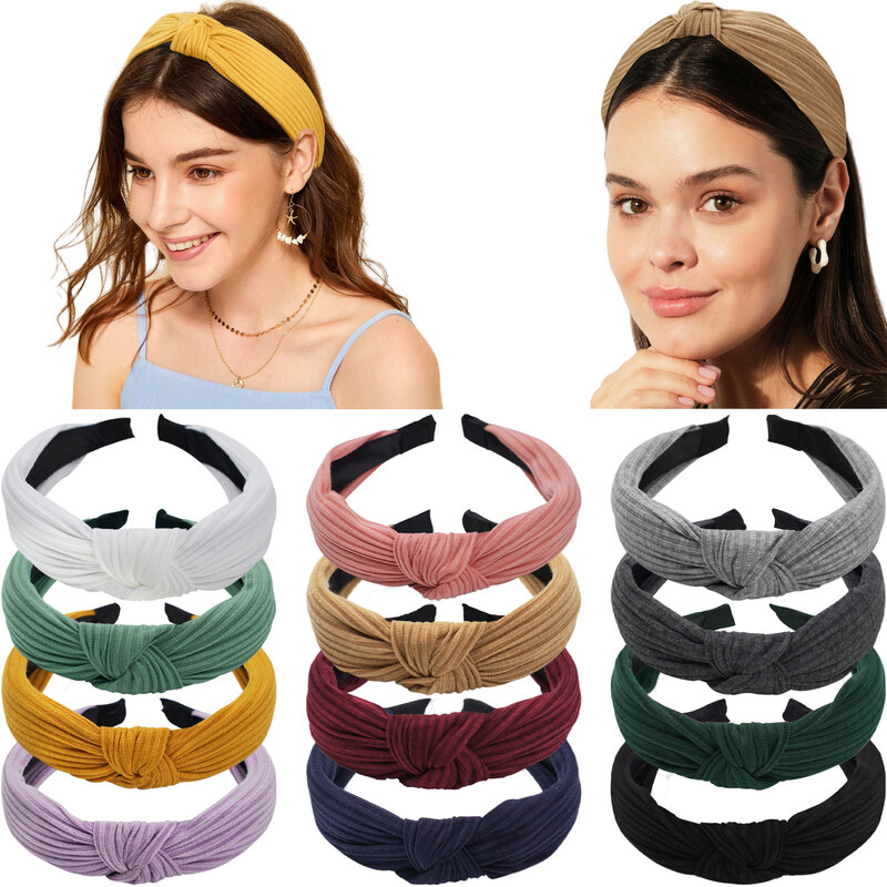 1Pcs Wide Knotted Headbands for Women Top Knot Headband Floral Cross Knot Hair Band Fashion Hair Accessories for Girls Women