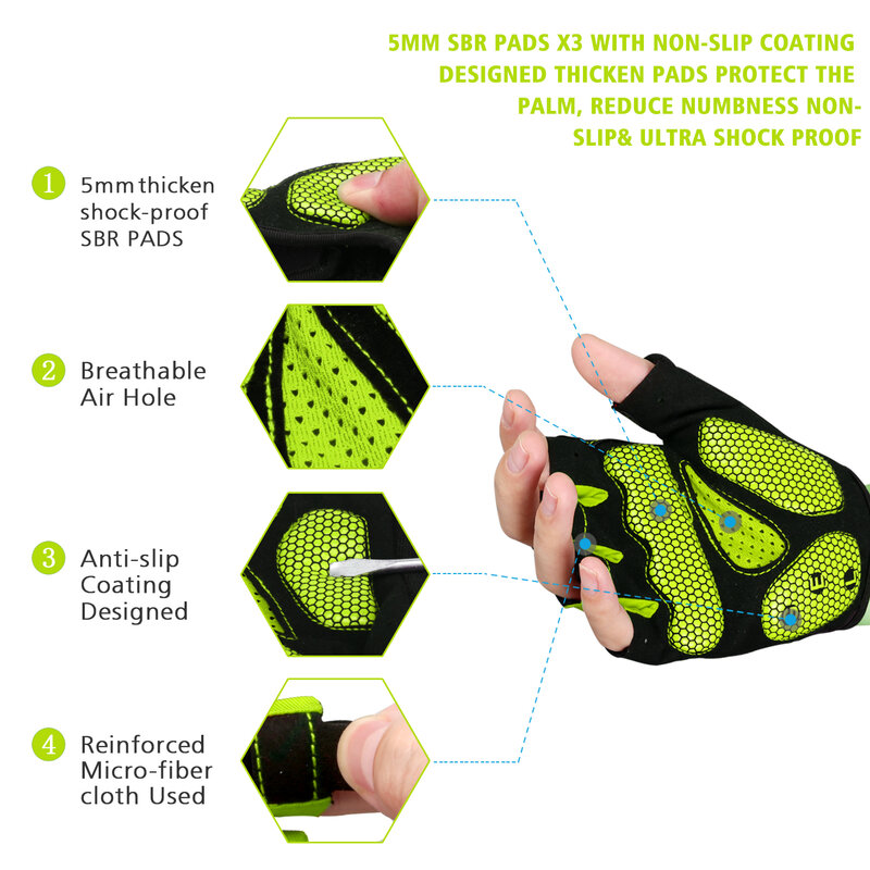 MOREOK-guantes de bicicleta con almohadilla de Gel de 5MM para hombre y mujer, guantes transpirables antideslizantes para ciclismo de carretera