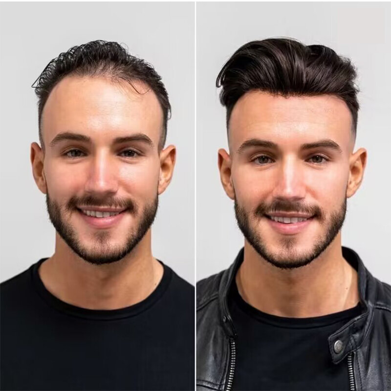 Echte europäische Menschenhaar Männer Toupet Perücke feine Mono Toupet für Männer natürliche Haaransatz Haar teile Pu System Männer Ersatz system