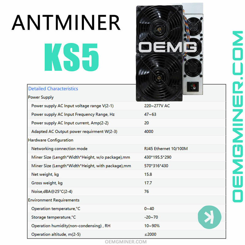 Bitmain-Mineur Asic KS5 Pro, 21e, 3150W