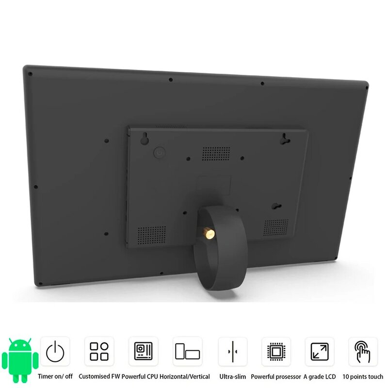 Pantalla táctil interactiva de 18,5 pulgadas para Android, montaje en pared, wifi, Ethernet, BT, HDMI, 24/7, sin parada de funcionamiento, temporizador de encendido/apagado
