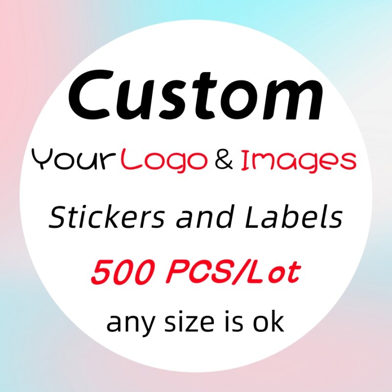 Etiquetas personalizadas com logotipo personalizado, DIY seus próprios adesivos, casamento, aniversário, batismo, 500Pcs