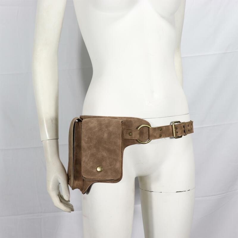 Cinturón de utilidad de cuero PU ajustable Medieval para mujer, bolso de cadera Vintage, paquete de cintura, guerrero vikingo, Larp, accesorio de Cosplay, billetera