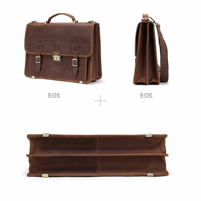 Retro Luxo Couro Genuíno Maleta Laptop Bag para Macbook Air 13.3 Polegada com capa e alça de ombro Business Crossbody Bag