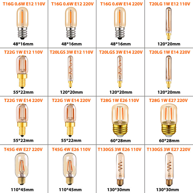 Светодиодная лампа Эдисона E14, E27, 220 В,світлова трубка,Световая трубка,ампульница,лампа светодиодная,лампа эдисона е27,лампа home kit