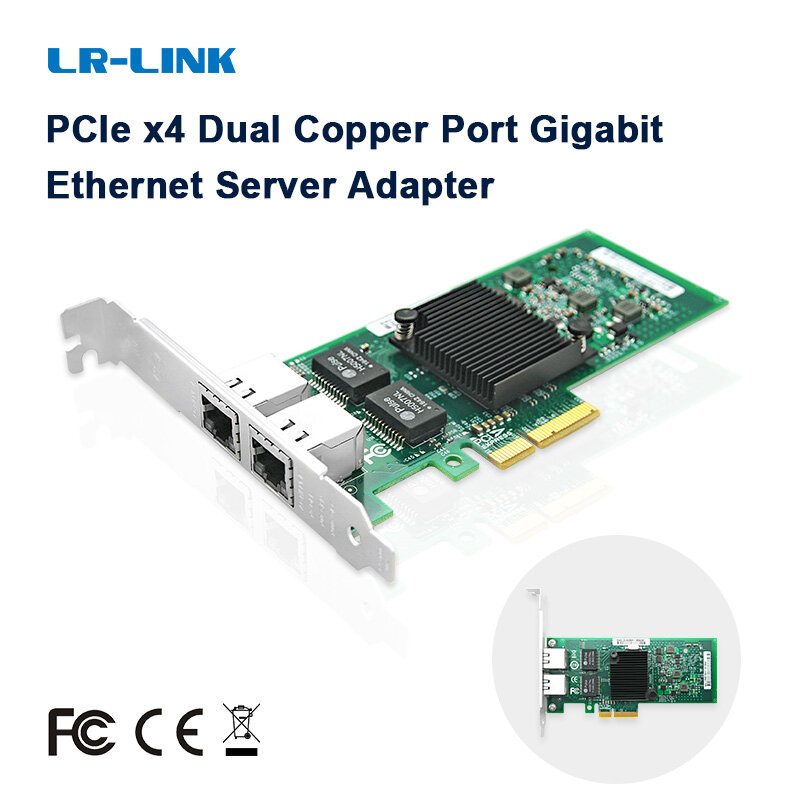 LR-LINK-tarjeta de red PCIe Gigabit de doble puerto 9702ET, adaptador Ethernet PCI Express de 10/100/1000Mbps, Intel 82576 con perfil bajo