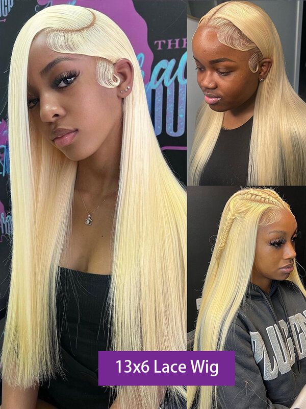 Perruque Lace Front Wig naturelle lisse blond miel, 13x6, 13x4, 30 pouces, HD 613