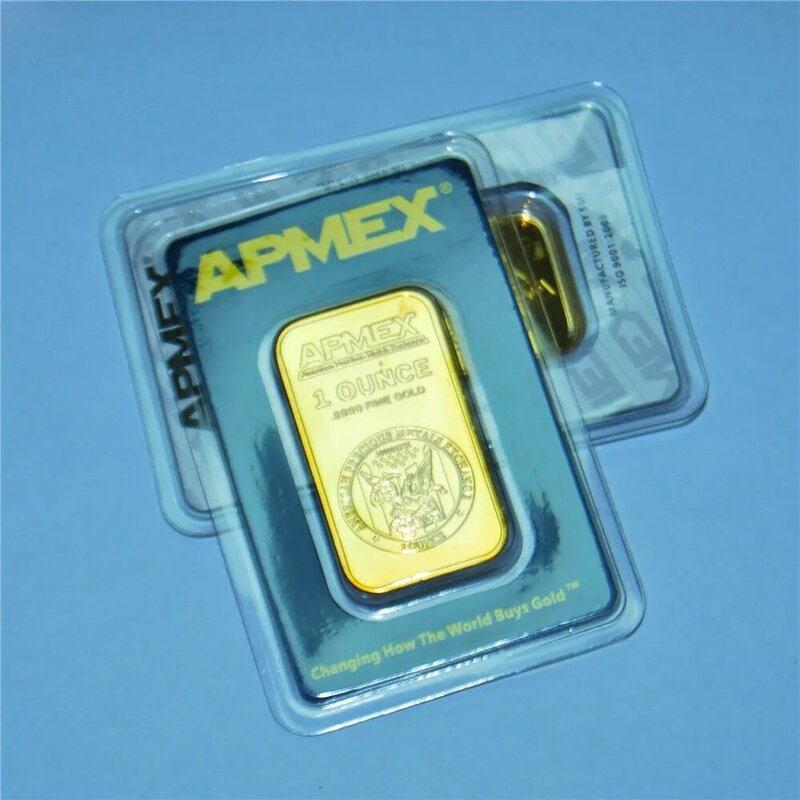 1 oz APMEX Gold Bar alta qualità placcato oro Apmex Bullion Non magnetico Silver Bar vendita calda regalo aziendale contenitore sigillato