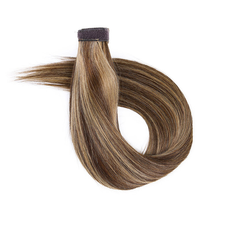 Extensiones de cola de caballo de cabello humano liso, extensiones de cabello Remy brasileño Natural Real, estética femenina, P4/27, 14 "-22"