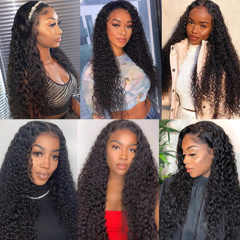 38 40 inches Water Wave Transparent 13x6 HD Lace Front Human Hair Wigs For Black Women Wet And Wavy Deep Wave Curly Frontal Wig