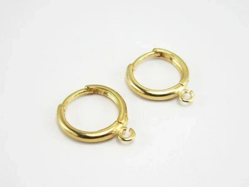Round Brass Earring Charms, aros da orelha, jóias fazendo descobertas, R028, 16.6x13.7x2.2mm, 10Pcs