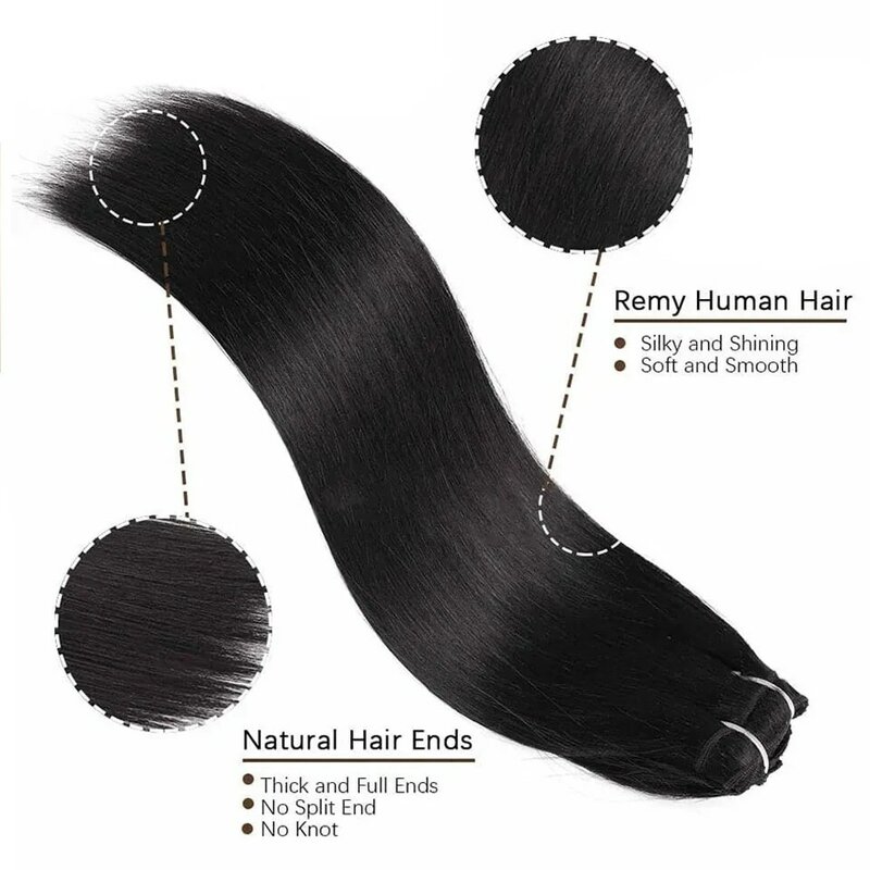 Наращивание прямых волос на клипсе, человеческие волосы, бразильские Прямые накладные волосы на клипсе, наращивание волос на всю голову на клипсе для женщин, 120 г/комплект