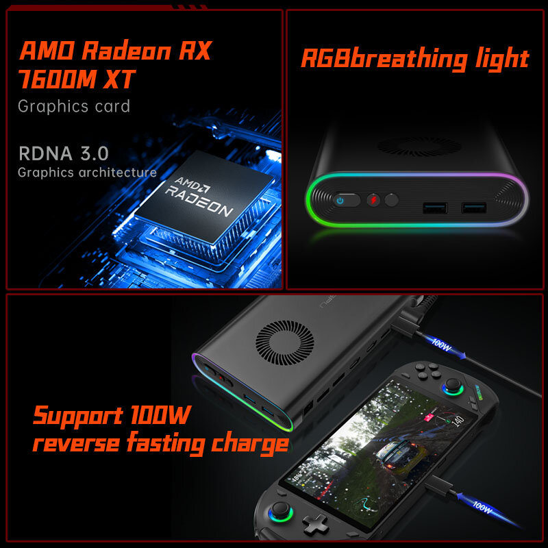 OneXPlayer Onexgpu AMD Radeon RX 7600M XT мобильный Графический Oculink, графическая карта, плата расширения 8 Гб GDDR6 USB4 Thunderbolt 4