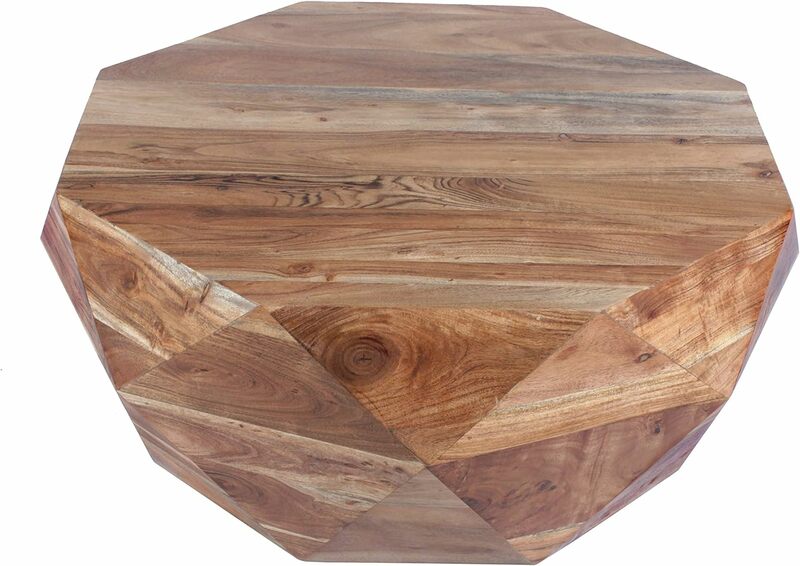 The Urban Port-Table basse en bois d'acacia en forme de diamant, plateau lisse, 33 po
