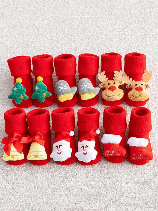 Calzini per bambini per bambini per ragazze ragazzi calzini natalizi per bambini in cotone con stampa antiscivolo per neonati calzini corti per neonati abbigliamento