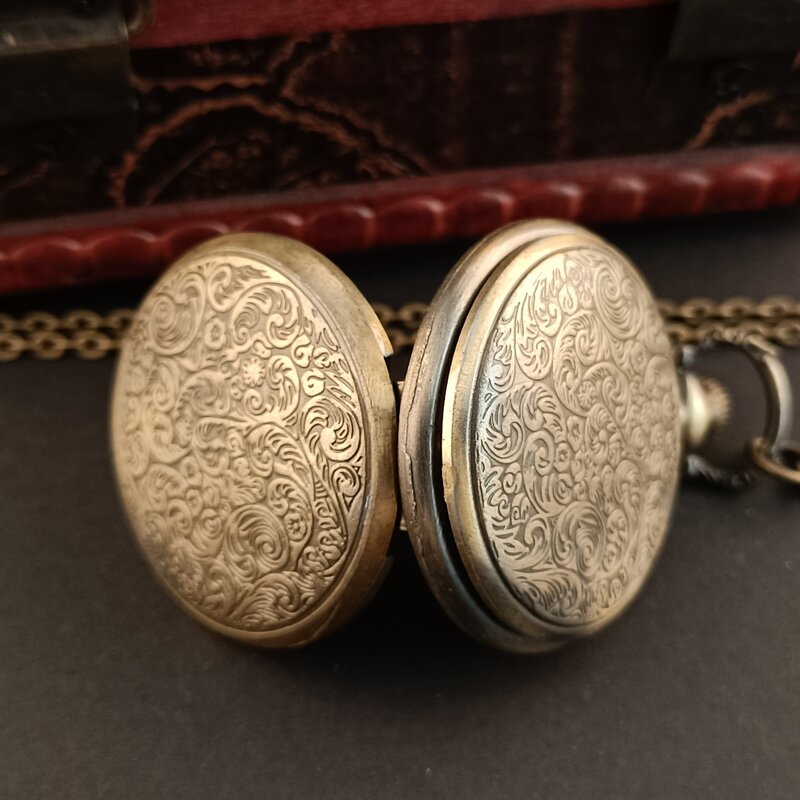 Reloj de bolsillo de cuarzo y bronce Vintage para hombre y mujer, pulsera con cadena Fob, regalos de amistad