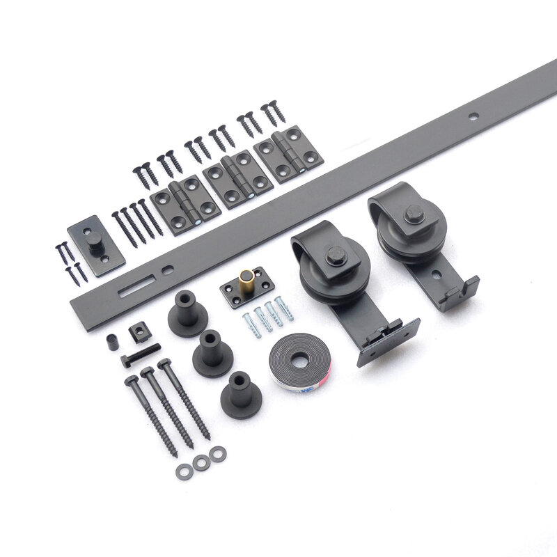 DIYHD-Herrajes para puerta de Granero biplegables, Kit de riel de rodillo de montaje superior resistente, sin puertas, 970mm/1100mm