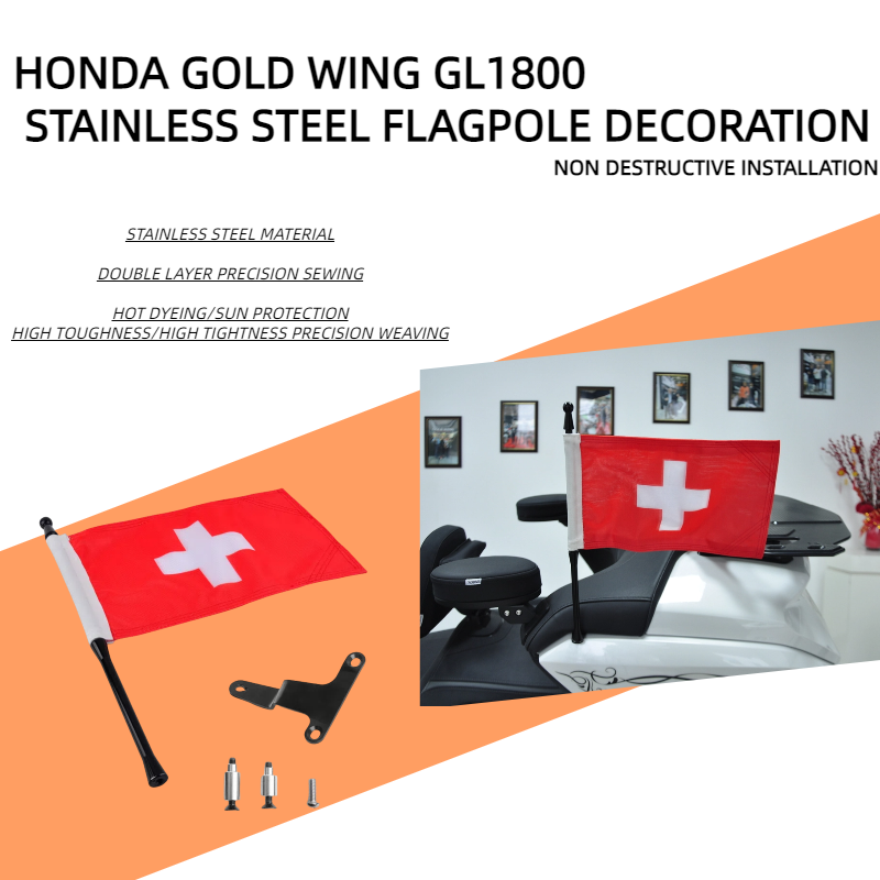 Panic-sayap emas GL1800 kelompok bendera sepeda motor untuk sepeda motor Honda Swiss tiang bendera motocross 2021 + tiang bendera Moto Tour