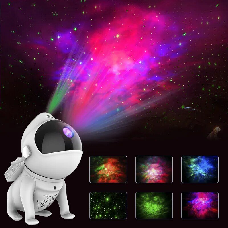 Space Dog lampka nocna Galaxy Star astronauta projektor App mgławica lampy Led światła dla dzieci sypialnia dekoracyjny prezent urodzinowy