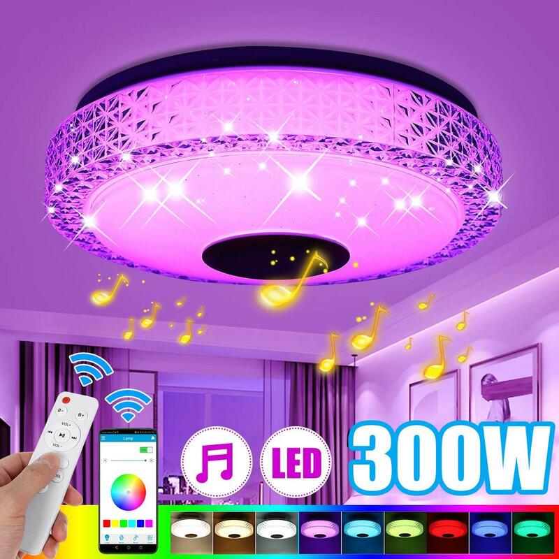 가정용 침실용 LED 천장 조명, RGB 조명, 앱 블루투스 음악 램프, 원격 제어, 300W