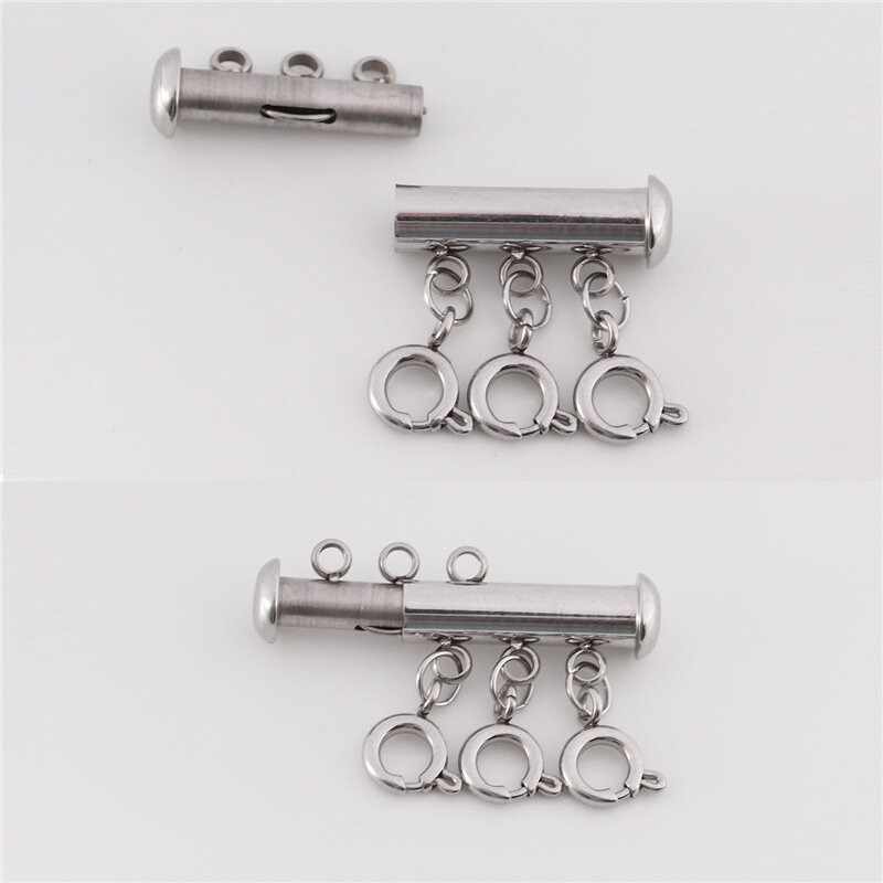 Stainless Steel Jewelry Making Accessories Multiple Multi Chain Separator Hook Three Triple Closure Layering Clasps for Necklace