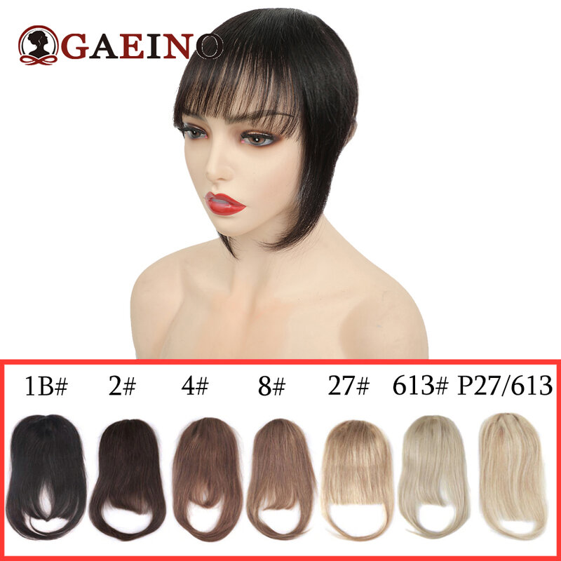 Frange de cheveux humains droite pour femme, cheveux Remy européens, 100% cheveux humains naturels, clip sur le côté avant, 3 clips