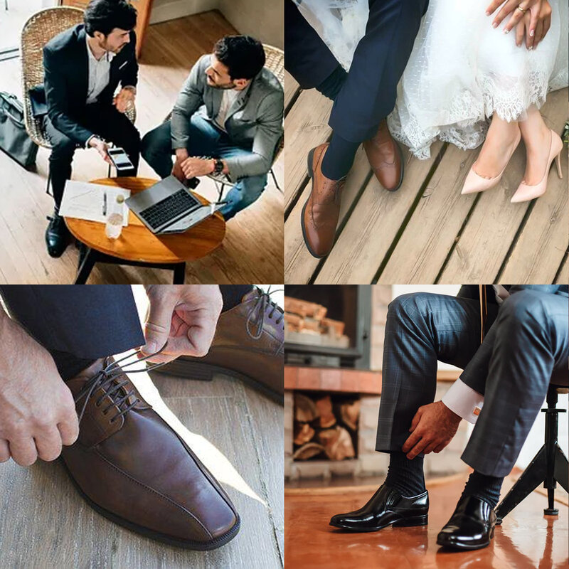 Men's Socks YUEDGE Brand Breathable Bamboo Fiber Thin Summ Business Dress Socks For Mens Size  37-46 EU, 5 Paris/Pack