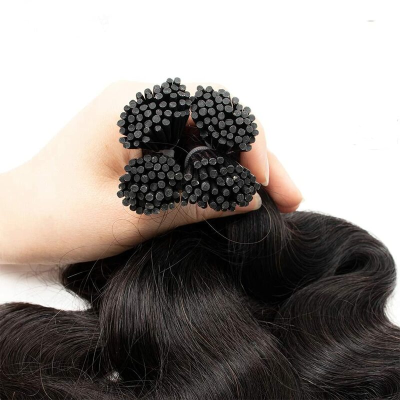 Накладные человеческие волосы Body Wave I Tip, натуральные черные натуральные человеческие волосы # 1B
