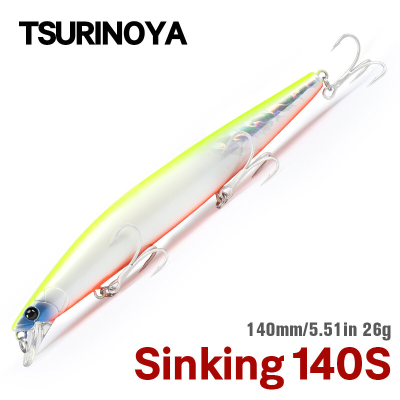 Tsurinoya เหยื่อตกปลาแบบจมน้ำระบบน้ำหนักทังสเตน140S ขนาด140มม. 26กรัม