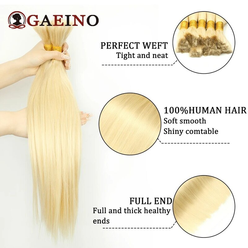 Straight Bulk Hair For Braiding Human Hair Extensions Remy Indian Human Hair No Wefts 613#Color 16"-28" Straight Braids Hair