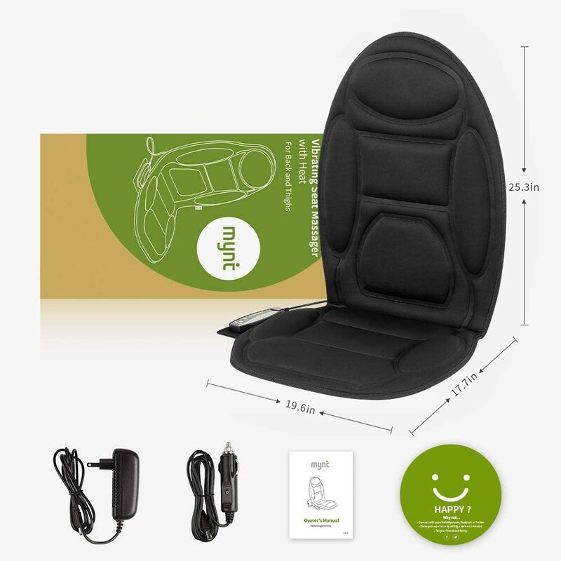 Mynt-masajeador de asiento con calor, masajeador de espalda vibratorio para silla, cojín de masaje, 8 nodos vibratorios para aliviar el estrés y la fatiga