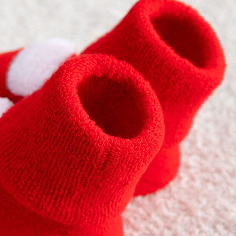 Детские носки для девочек и мальчиков, нескользящая хлопковая одежда с принтом для малышей, детская Рождественская одежда