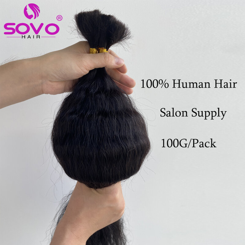 Rambut palsu Remy ekstensi rambut manusia rambut kepang Super besar basah dan bergelombang tanpa pakan rambut manusia Remy untuk mengepang 4 buah/100G 14-28 inci