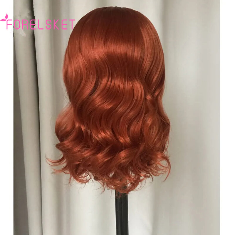 Wig Bob pendek cokelat jahe gelombang tubuh 13x4 untuk wanita rambut manusia HD transparan renda Wig rambut manusia 4X4 Wig penutupan renda