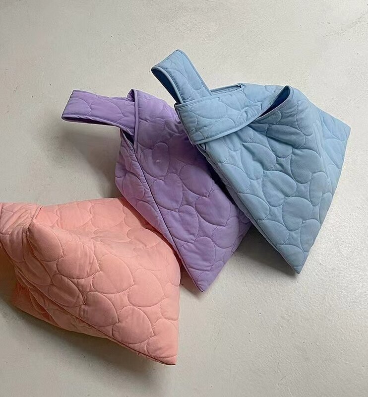 Neue koreanische Stil Herz Stickerei Umhängetasche-Macaron Farbe, trend ige, geräumige, leichte Handtasche Tasche