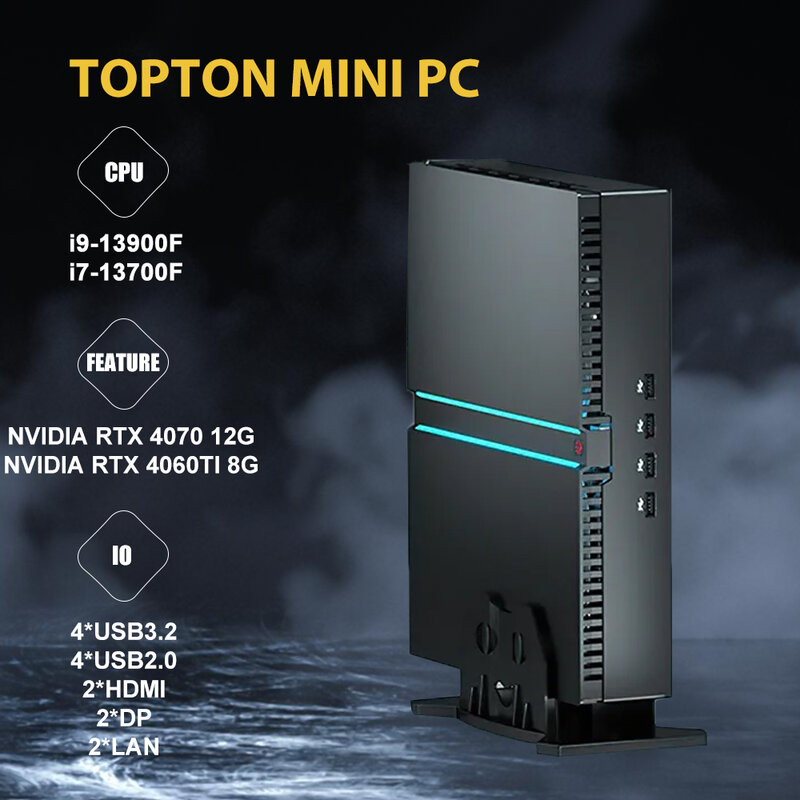 Powerest Mini Gaming Pc 13Th Gen Intel Core i9-13900F i7-13700F NVIDIA RTX 4070 12G Graphic Card 4*8K Display Play 3A large Game