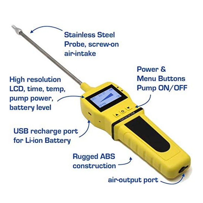 Bomba de muestreo de Gas industrial portátil, dispositivo de muestra de bomba externa inteligente, carga Digital, compatible con todo el Gas