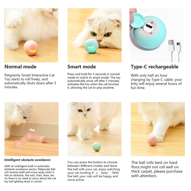 Inteligentne zabawki dla kotów automatyczna kula tocząca się elektryczne zabawki dla kotów interaktywne dla kotów szkolenia samoporuszające się zabawki dla kotów akcesoria dla zwierząt