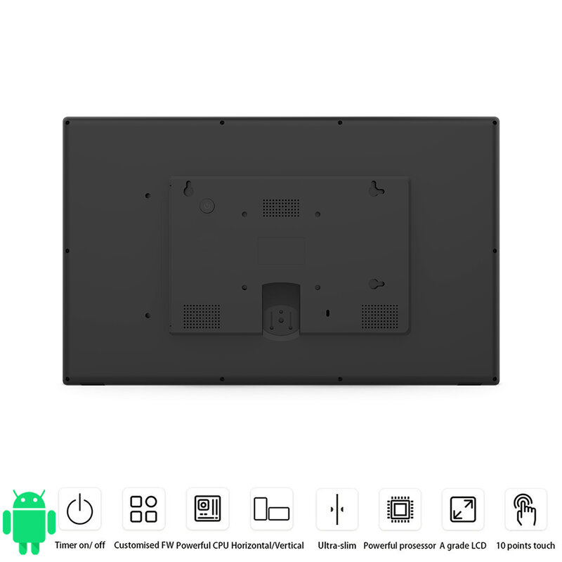 Display interativo Android Touch Screen, montado na parede, WiFi, Ethernet, BT, HDMI, sem parar de trabalhar, tempo ligado e desligado, 18,5"