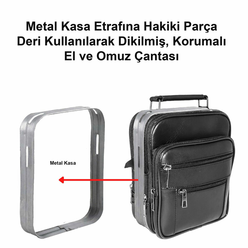 Lederax Steel Case Mannen Echt Lederen Horizontale Schouder Cross-Body Messenger Bag Multi-Pocket Purse Zachte Handtas