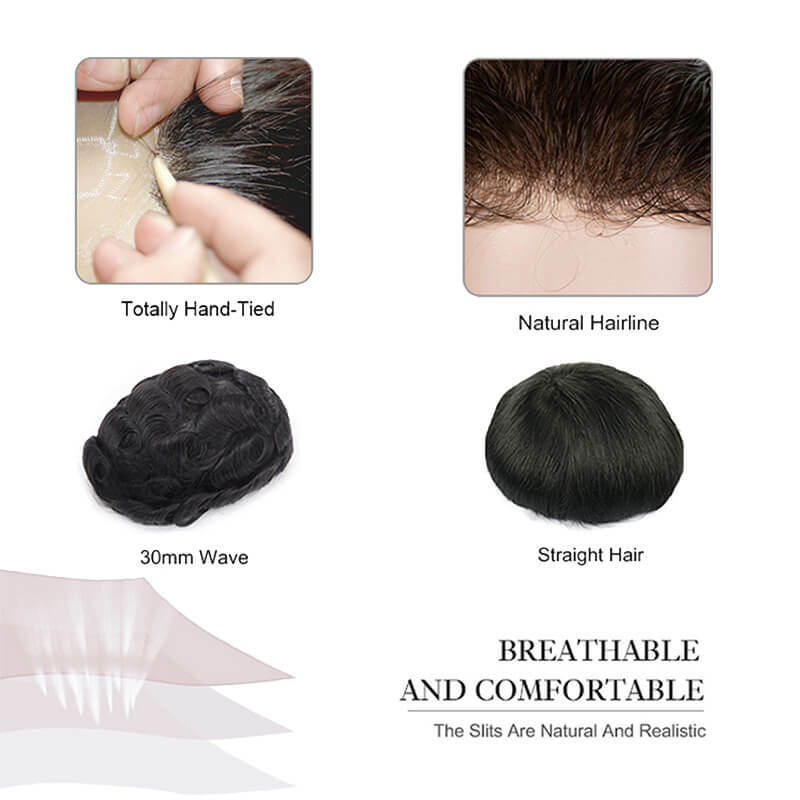 Australia Toupee Men Lace PU Base parrucca per uomo protesi per capelli maschili parrucca uomo traspirante sistema di sostituzione protesi capillare