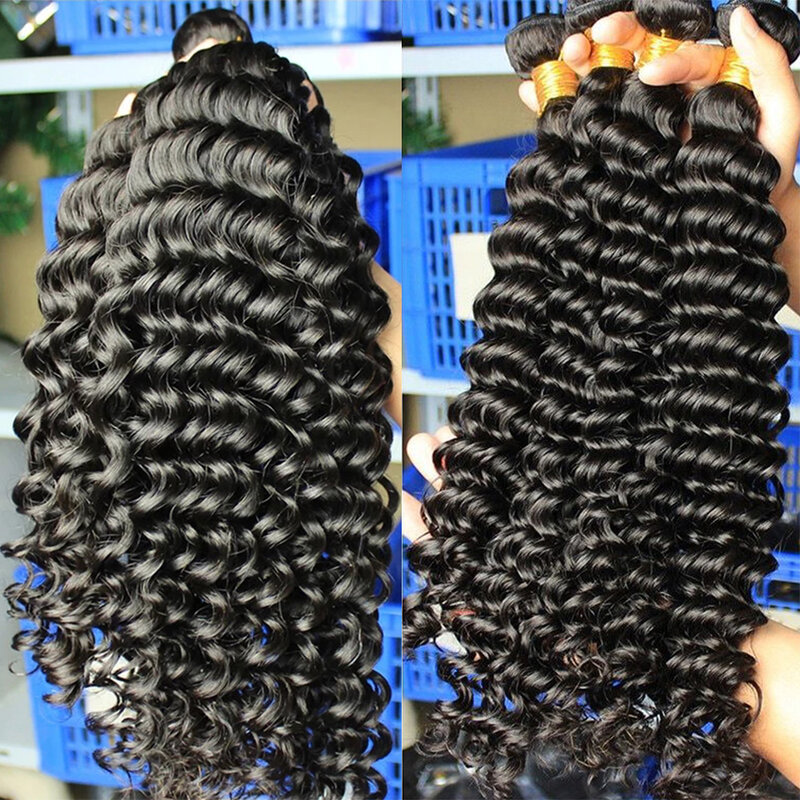 Deep Wave Bundles Brazilian Human Hair Water Wave Bundles 1/3/4 PCS 100% Human Hair loose Deep Wave 8-30" Remy Hair Extensions