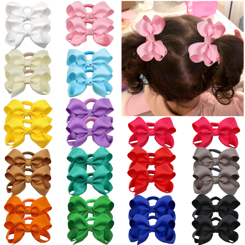 20PCS Boutique Hair Bows Elastic Ties Kids Children Rubber Bands Ponytail Holders Hair Bands For Baby Girls Gifts (Wholesale)